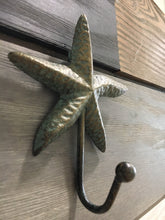 Load image into Gallery viewer, Cast Iron Patina Starfish Wall Hook - Coastal Decor - Home Decor - Cast Iron - Beach House - Starfish - Towel Hook - Gift