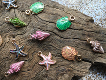 Load image into Gallery viewer, Cute Tiny Jewelry Making Charms - 5 Pieces - Starfish - Clam - Conch - Crafts - Jewelry Making - DIY - Beads - Bracelet - FREE SHIPPING!