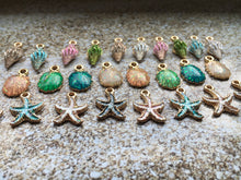 Load image into Gallery viewer, Cute Tiny Jewelry Making Charms - 5 Pieces - Starfish - Clam - Conch - Crafts - Jewelry Making - DIY - Beads - Bracelet - FREE SHIPPING!
