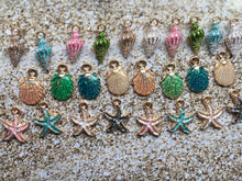 Load image into Gallery viewer, Cute Tiny Jewelry Making Charms - 5 Pieces - Starfish - Clam - Conch - Crafts - Jewelry Making - DIY - Beads - Bracelet - FREE SHIPPING!