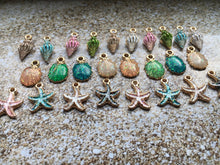 Load image into Gallery viewer, Cute Tiny Jewelry Making Charms - 5 Pieces - Starfish - Clam - Conch - Crafts - Jewelry Making - DIY - Beads - Bracelet - FREE SHIPPING!