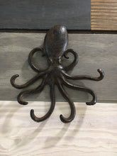 Load image into Gallery viewer, Cast Iron Octopus Wall Hook, Bedroom Wall Hanger, Coatroom Organizer, Outdoor Space Saver, Storage System, Wall Hanging, Beach Decor, Gift
