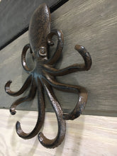 Load image into Gallery viewer, Cast Iron Octopus Wall Hook, Bedroom Wall Hanger, Coatroom Organizer, Outdoor Space Saver, Storage System, Wall Hanging, Beach Decor, Gift