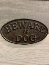 Load image into Gallery viewer, Cast Iron Beware Of Dog Wall Decor - Home Decor - Beach Decor - Coastal - Nautical - Cast Iron - Beach House - Gift - Gifts - Man Cave