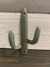 Load image into Gallery viewer, Cast Iron Patina Wall Hook Cactus - Home Decor - Beach Decor - Coastal - Nautical - Castiron - Cast Iron - Beach House - Gift - Gifts - hook
