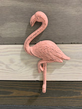 Load image into Gallery viewer, Cast Iron Flamingo, Bedroom Wall Hanger, Coatroom Organizer, Outdoor Space Saver, Storage System, Wall Hanging, Beach Decor, Gift