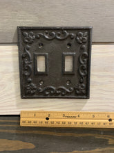 Load image into Gallery viewer, Cast Iron Cover,Shabby Chic, Vintage Style Cast Iron, Metal Double Switch Plate, Light Switch plates, Switch plate Cover, Light Switch Cover