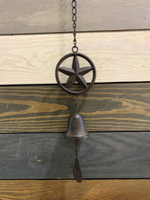 Load image into Gallery viewer, Cast Iron Bell, Western Flair, Dinner bell, Outdoor Wind Chime, Front Door Bell, Wall Hanging Bell, Garden Deco, Vintage, Wall Mounted Bell