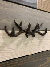 Load image into Gallery viewer, Cast Iron Antler Rack, Wall Hook, Antler Key Rack, Deer Antlers, Hunter Gifts, Cast Iron Rack, Bedroom Wall Hanger, Coatroom, Dad Gift