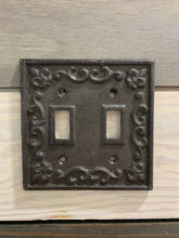 Load image into Gallery viewer, Cast Iron Cover,Shabby Chic, Vintage Style Cast Iron, Metal Double Switch Plate, Light Switch plates, Switch plate Cover, Light Switch Cover