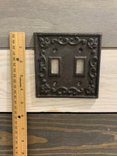 Load image into Gallery viewer, Cast Iron Cover,Shabby Chic, Vintage Style Cast Iron, Metal Double Switch Plate, Light Switch plates, Switch plate Cover, Light Switch Cover
