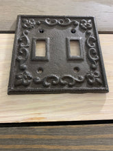 Load image into Gallery viewer, Cast Iron Cover,Shabby Chic, Vintage Style Cast Iron, Metal Double Switch Plate, Light Switch plates, Switch plate Cover, Light Switch Cover