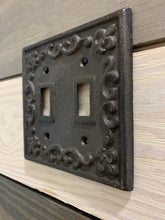 Load image into Gallery viewer, Cast Iron Cover,Shabby Chic, Vintage Style Cast Iron, Metal Double Switch Plate, Light Switch plates, Switch plate Cover, Light Switch Cover