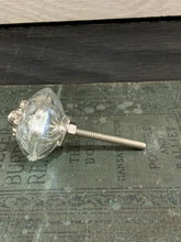 Load image into Gallery viewer, Crackle Mercury Glass Knob, Metal Flower Center, Glass Knob Dresser Drawer Pull, Mirror Cabinet Knob, Vintage Antique Hardware Knobs, Melon