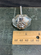 Load image into Gallery viewer, Crackle Mercury Glass Knob, Metal Flower Center, Glass Knob Dresser Drawer Pull, Mirror Cabinet Knob, Vintage Antique Hardware Knobs, Melon