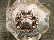 Load image into Gallery viewer, Crackle Mercury Glass Knob, Metal Flower Center, Glass Knob Dresser Drawer Pull, Mirror Cabinet Knob, Vintage Antique Hardware Knobs, Melon