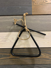 Load image into Gallery viewer, Triangle Dinner Bell with Hangers and Dinger, Grate Housewarming Gift, Triangle Dinner Bell, Free Shipping, Dinner Bell Outdoor,