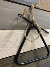 Load image into Gallery viewer, Triangle Dinner Bell with Hangers and Dinger, Grate Housewarming Gift, Triangle Dinner Bell, Free Shipping, Dinner Bell Outdoor,