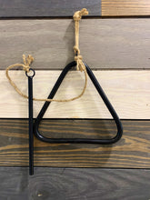 Load image into Gallery viewer, Triangle Dinner Bell with Hangers and Dinger, Grate Housewarming Gift, Triangle Dinner Bell, Free Shipping, Dinner Bell Outdoor,