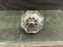Load image into Gallery viewer, Crackle Mercury Glass Knob, Metal Flower Center, Glass Knob Dresser Drawer Pull, Mirror Cabinet Knob, Vintage Antique Hardware Knobs, Melon