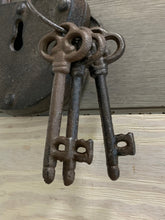 Load image into Gallery viewer, Cast Iron Lock and 3 Keys, Large Vintage Iron Lock with Key, Vintage Iron Padlock with Keys, Antique Style Lock, Vintage Lock, Gift for Him