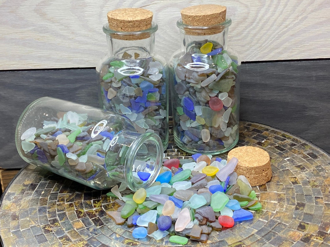 Sea Glass Bottle filled with sea glass - Seaglass - Beach Decor - Coastal - Nautical - Gift