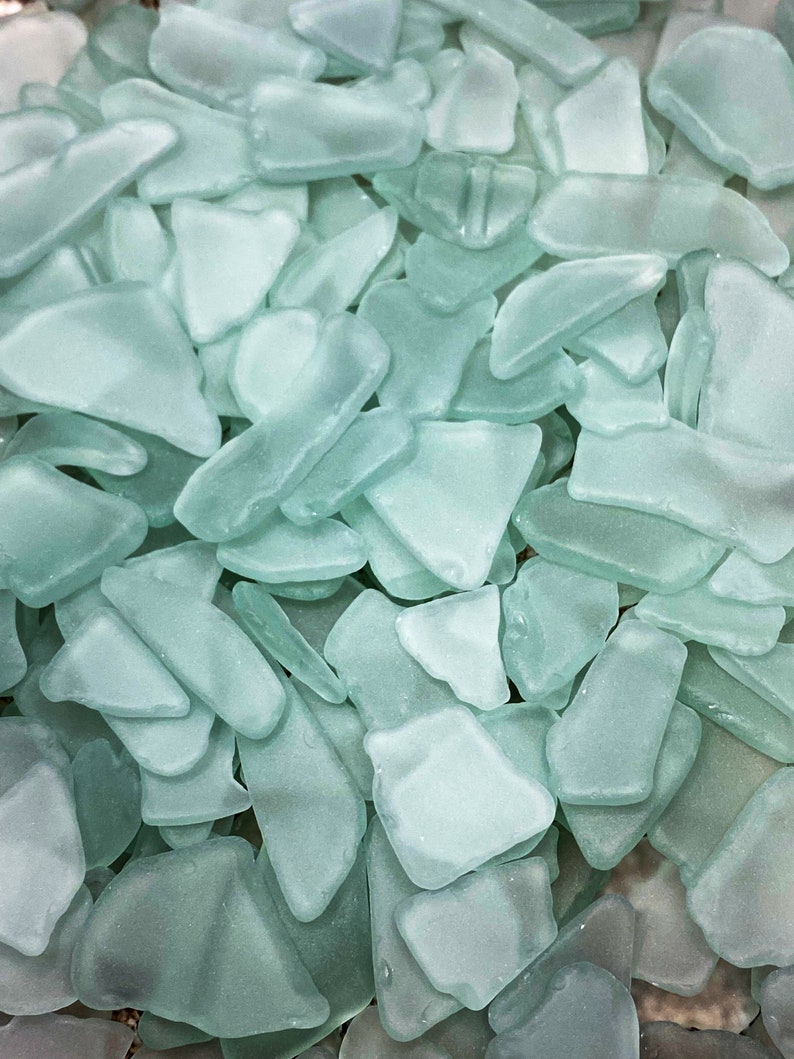 Sea Glass | 11oz Light Blue Green & White Sea Glass | Tumbled Sea Glass  Decor | Bulk Light Blue Green & White Seaglass Pieces for Beach Wedding  Decor