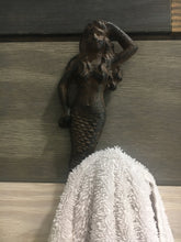 Load image into Gallery viewer, Cast Iron Mermaid Wall Hook, Towel Hook, Bedroom Wall Hanger, Coatroom Organizer, Outdoor Space Saver, Storage System, Wall Hanging
