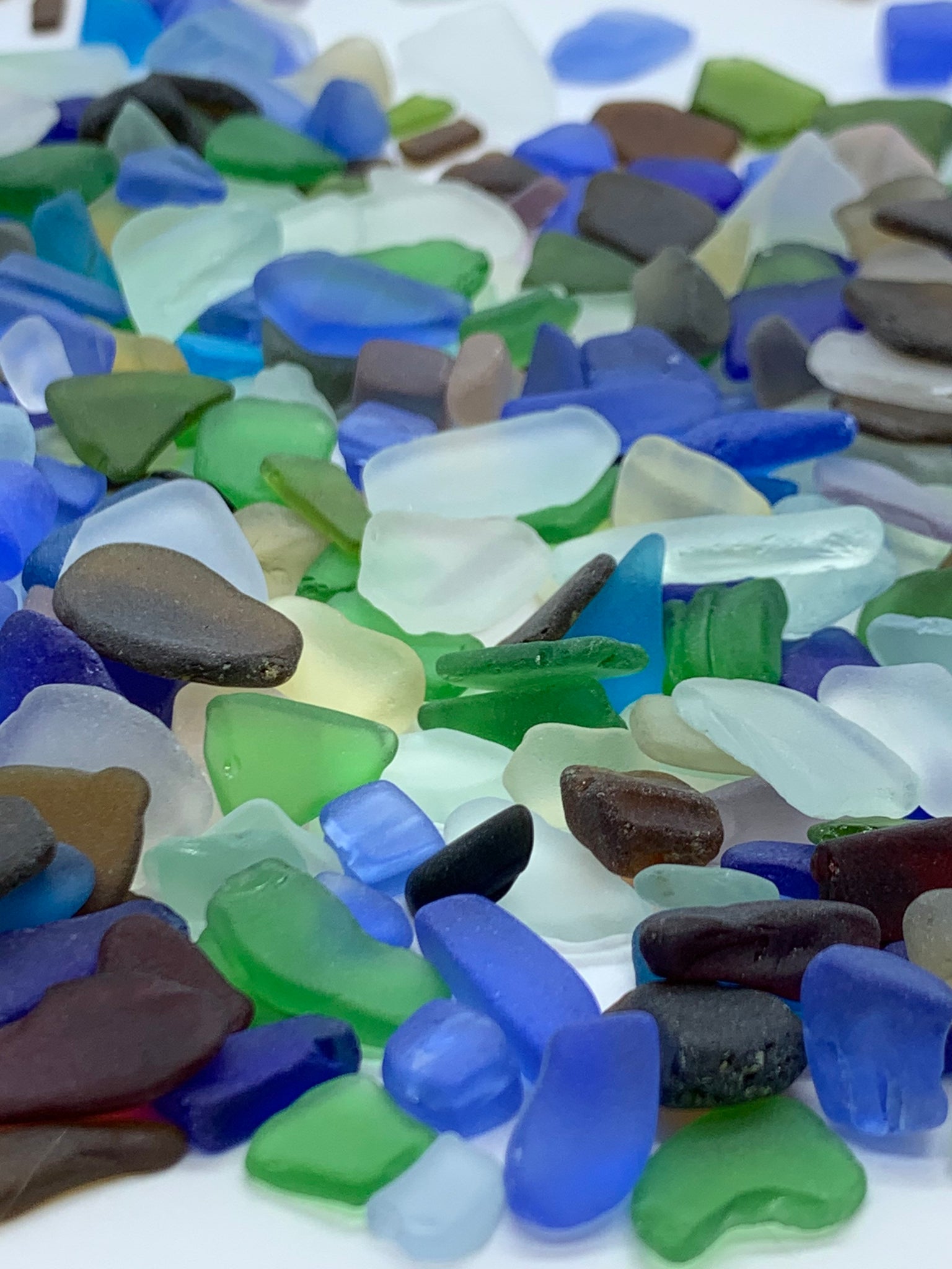 2lb 7oz Bag of Blue & White Sea Glass Bulk Tumbled Ornamental Seaglass  Pieces