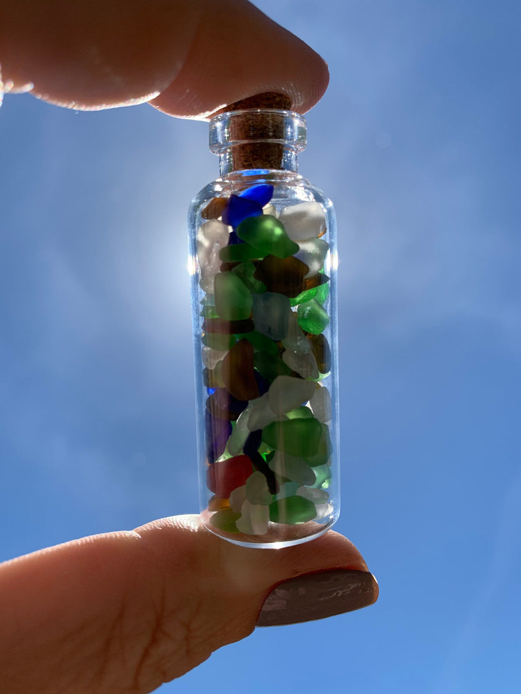 Sea Glass Bottle filled with Micro Sized - Extra Small Tiny Pieces of Beach Glass - Seaglass - FREE SHIPPING!