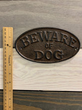 Load image into Gallery viewer, Cast Iron Beware Of Dog Wall Decor - Home Decor - Beach Decor - Coastal - Nautical - Cast Iron - Beach House - Gift - Gifts - Man Cave
