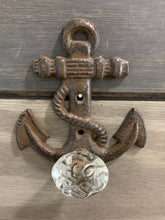 Load image into Gallery viewer, Cast Iron Wall Anchor with Clear Knob - Home Decor - Beach Decor - Coastal - Nautical - Castiron - Cast Iron - Beach House - Gift - Gifts
