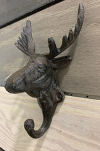 Load image into Gallery viewer, Cast Iron Moose Wall Towel Hook, Wall Hook, Bedroom Wall Hanger, Coatroom Organizer, Outdoor Space Saver, Storage System
