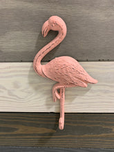 Load image into Gallery viewer, Cast Iron Flamingo, Bedroom Wall Hanger, Coatroom Organizer, Outdoor Space Saver, Storage System, Wall Hanging, Beach Decor, Gift
