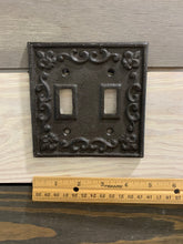 Load image into Gallery viewer, Cast Iron Cover,Shabby Chic, Vintage Style Cast Iron, Metal Double Switch Plate, Light Switch plates, Switch plate Cover, Light Switch Cover
