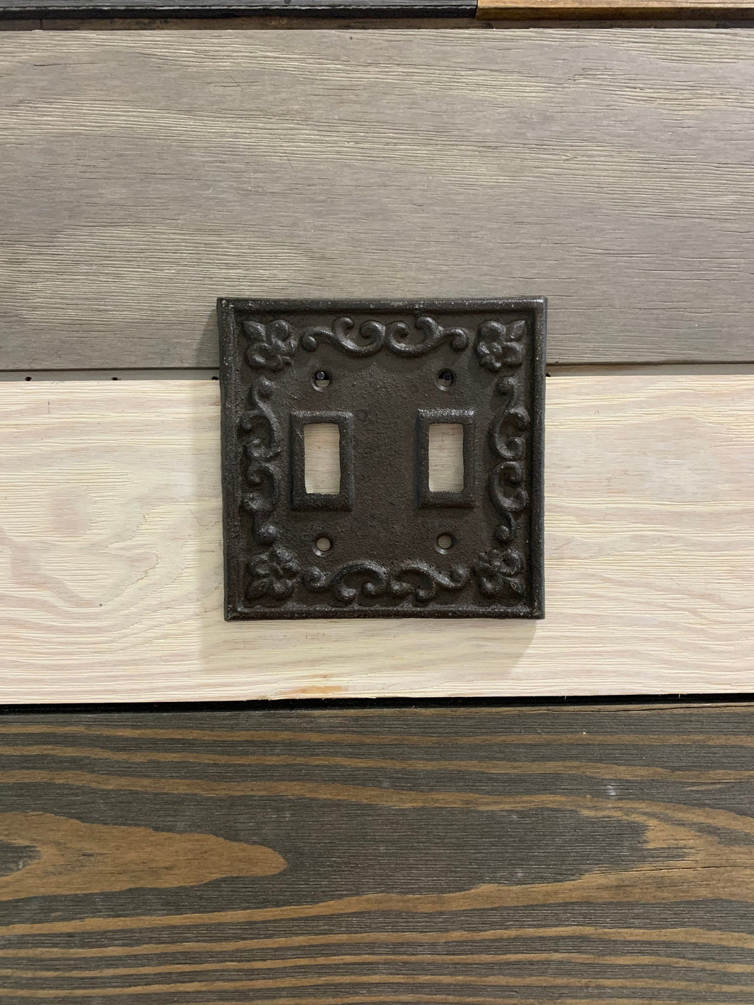 Cast Iron Cover,Shabby Chic, Vintage Style Cast Iron, Metal Double Switch Plate, Light Switch plates, Switch plate Cover, Light Switch Cover