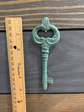 Load image into Gallery viewer, Cast Iron Colorful Key, Rustic Vintage Key, Beautiful Skeleton Key, Ornate Key, Antique Key, Rustic Country Home Decor
